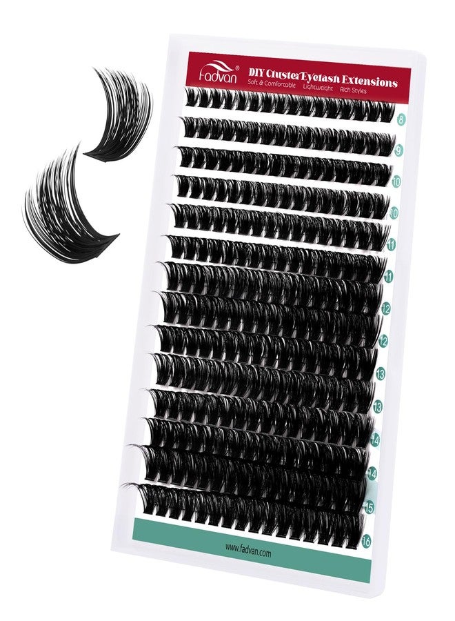 FADVAN D-Curl Volume Lash Clusters, 224pcs 100D Individual Eyelash Extensions 8-16mm, DIY Cluster Lashes Kit for Beginners, Reusable - Image 1